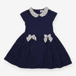 Navy Dress with Polka Dot Bows 