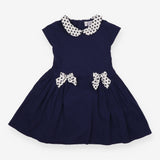 Navy Dress with Polka Dot Bows 