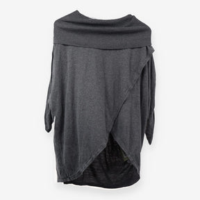 Grey Cowl Neck Crossover Short Sleeve Knit Materni