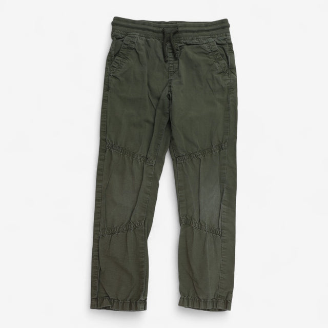 Trousers Kahki Green Pull On with Stitching on leg