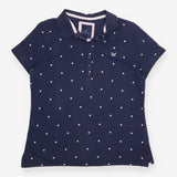 Navy Heart-Print Cotton Polo Shirt