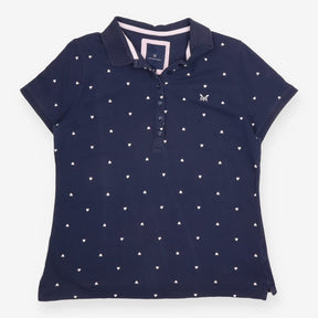 Navy Heart-Print Cotton Polo Shirt