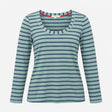 Top Long Sleeve Scoop Neck Striped Sage Green Navy