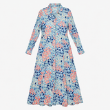 Shirt Dress Floral Long Sleeve Viscose Button Fron