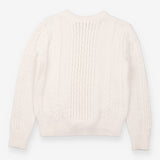 Ivory Cable Knit Crew Neck Sweater