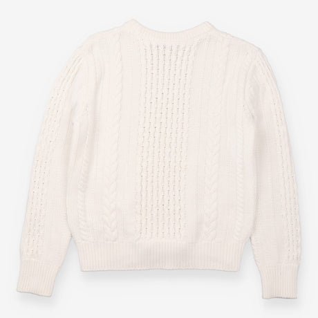 Ivory Cable Knit Crew Neck Sweater