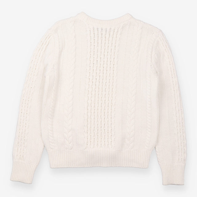 Ivory Cable Knit Crew Neck Sweater
