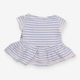 White Dress with Blue Stripes and Boat