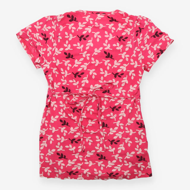 Pink Leaf Print Maternity Tunic with Waist Ties
