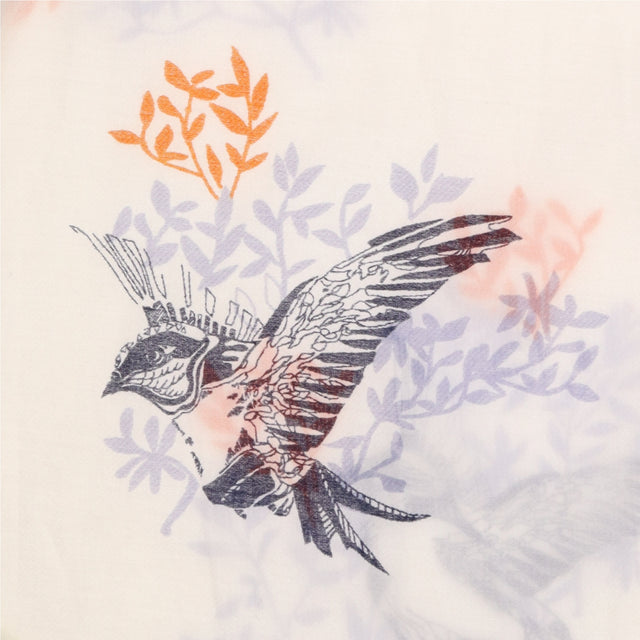 Bird Print Tunic Shirt White