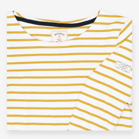 Joules Mustard Stripe Long Sleeve Top – 100% Cotto