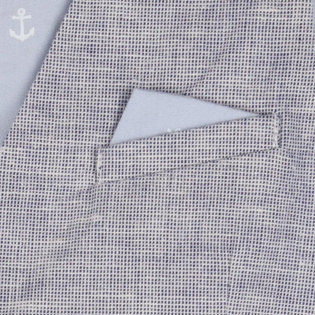 Linen Mix Waistcoat and Trousers Blue and White