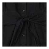Shirt Dress Linen Front Tie Short Sleeve Black