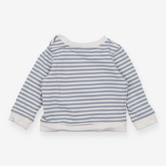 Blue Striped Sweatshirt with Bear Pockets