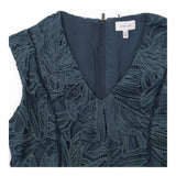 Dark Slate Blue Botanical Guipure Cutout Lace Slee