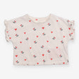 Tee Frill Shoulder White with Heart and Tulips Pri