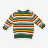 Sweater knit green yellow white stripe