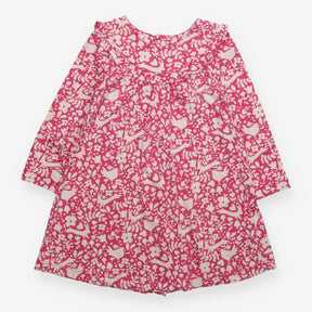 Dress Long Sleeve Pink with White Woodland Prints