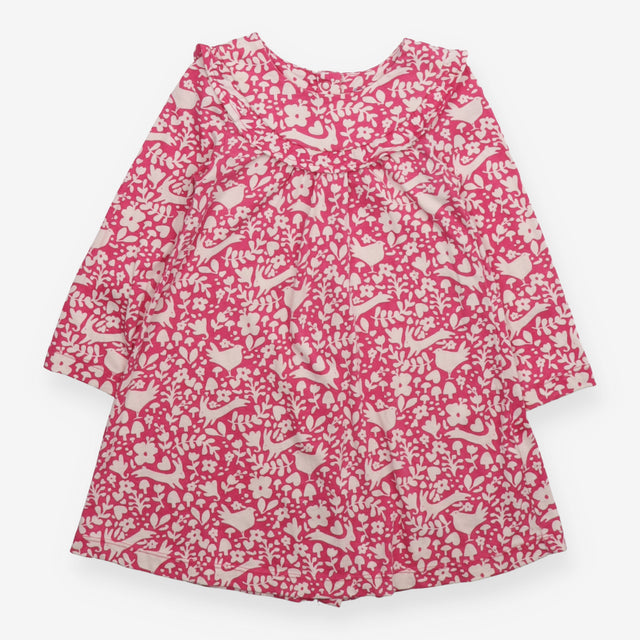 Dress Long Sleeve Pink with White Woodland Prints