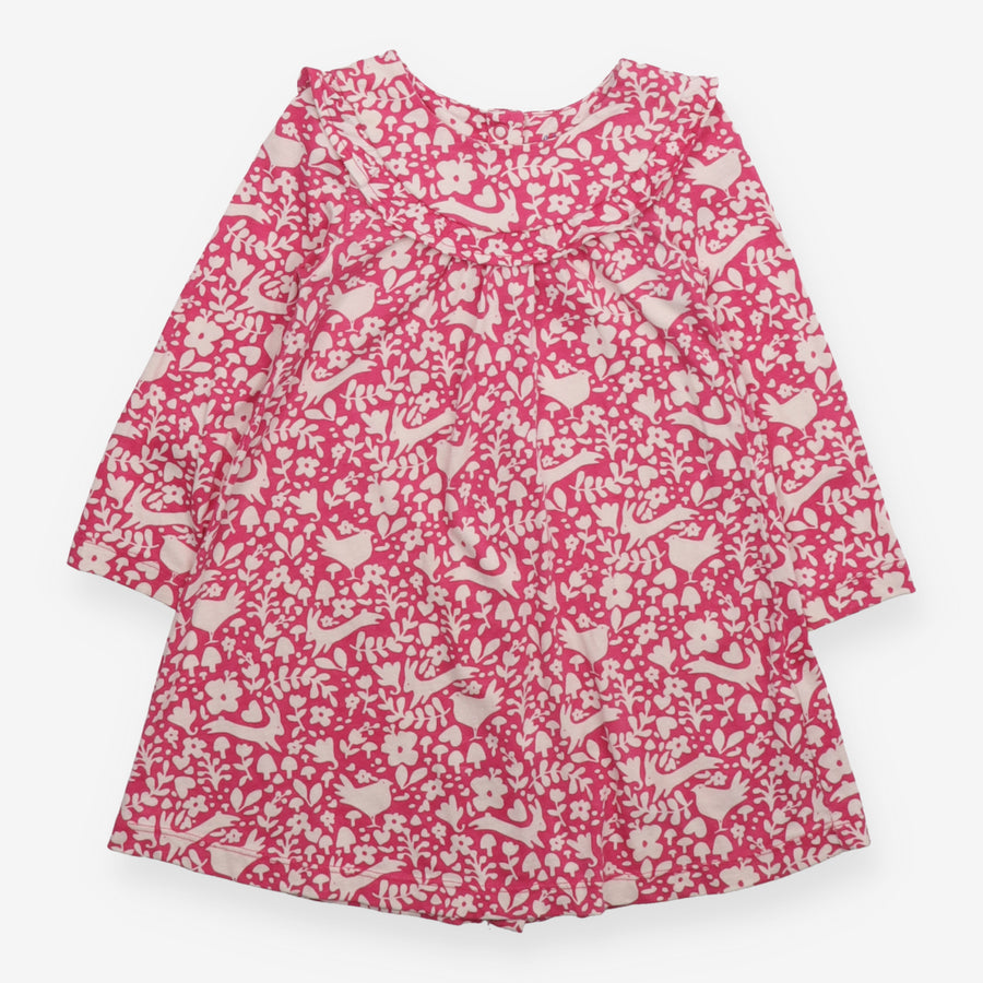 Dress Long Sleeve Pink with White Woodland Prints