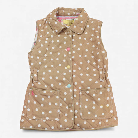 Gilet collared brown with white dots