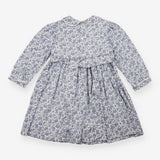 Smocked Long Sleeve Blue Floral Print
