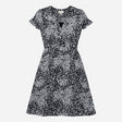 Black White Floral Ditsy Print Short Sleeve V-Neck