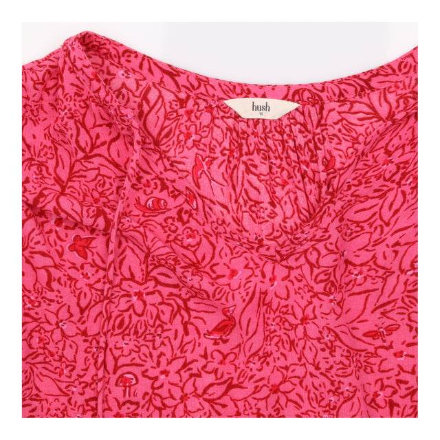 Pink Patterned V-Neck Blouse ECOVERO Viscose