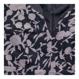 Dress Black Grey Floral Corduroy Long Sleeve V-Nec
