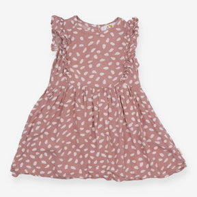 Pink Spotty Dress with Frill Sleeves - Juno Jacks