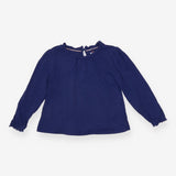 T-Shirt Long Sleeve Blue Lace Frill Collar