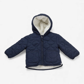 Coat Navy Quilted with Cream Sherpa Lining