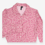 Mini Shirt Dress Pink White Ditsy Floral Print Lon