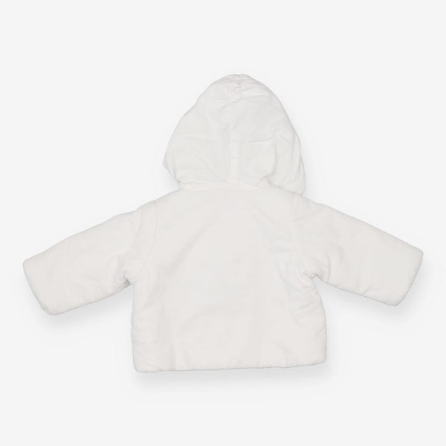 Jacket cotton white hood padded grey birds