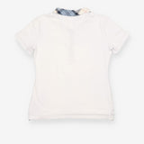 Top White Tartan Collar Short Sleeve Polo