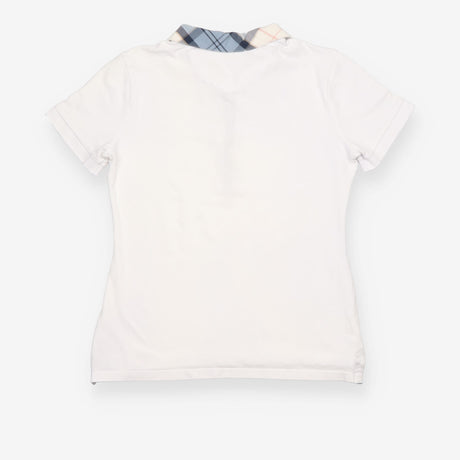 Top White Tartan Collar Short Sleeve Polo