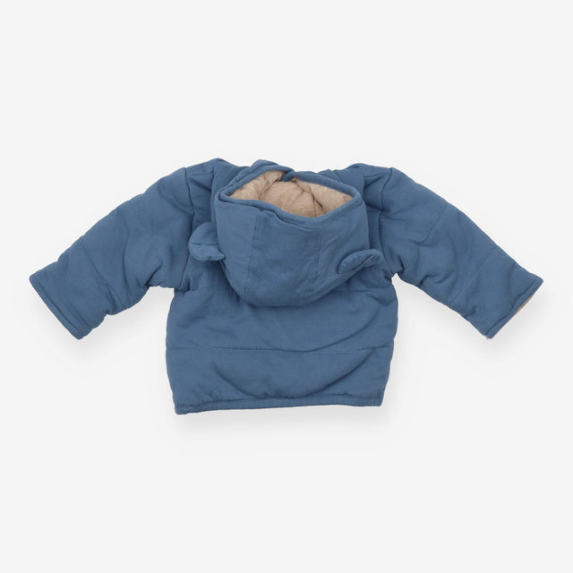 Jacket blue jersey padded ears fawn lining