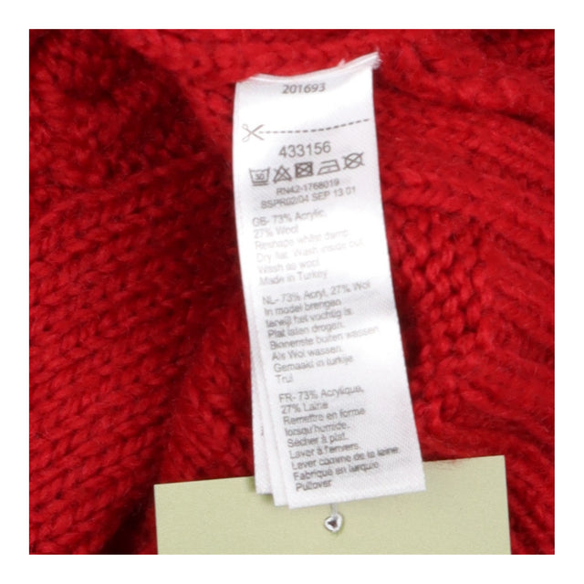 Red Cable Knit Roll Neck Jumper Wool Blend