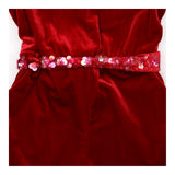 Sequin Belt Velour Jumpsuit Red
