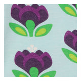 Blue shortie romper with purple flowers