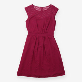 Dress Berry Magenta Chevron Lace Sleeveless Midi