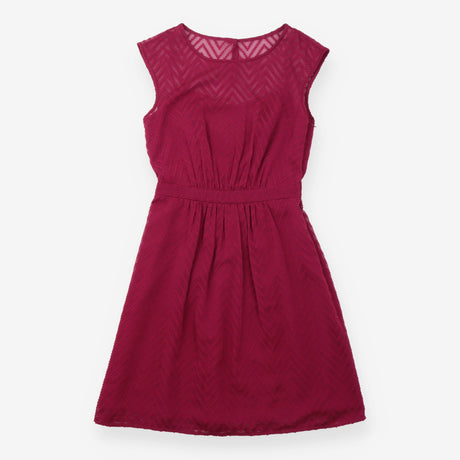 Dress Berry Magenta Chevron Lace Sleeveless Midi