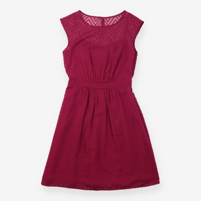 Dress Berry Magenta Chevron Lace Sleeveless Midi