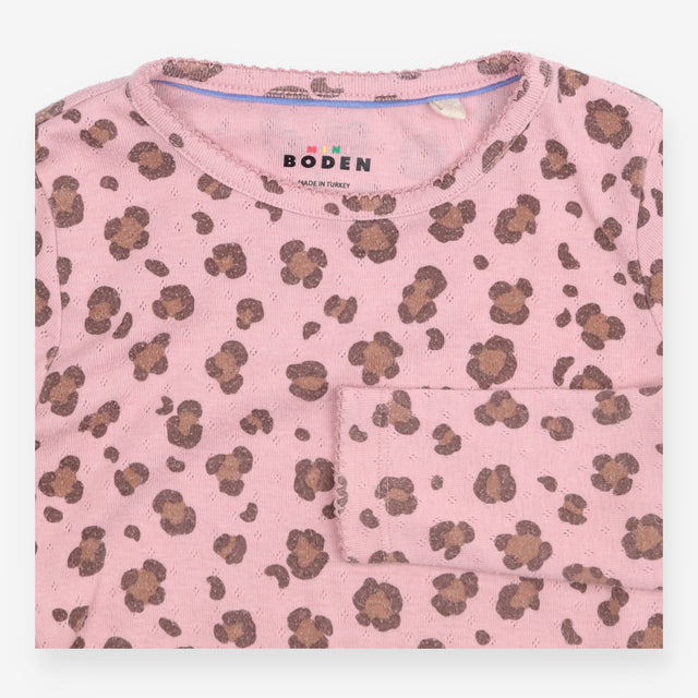 Pointelle tee pink leopard