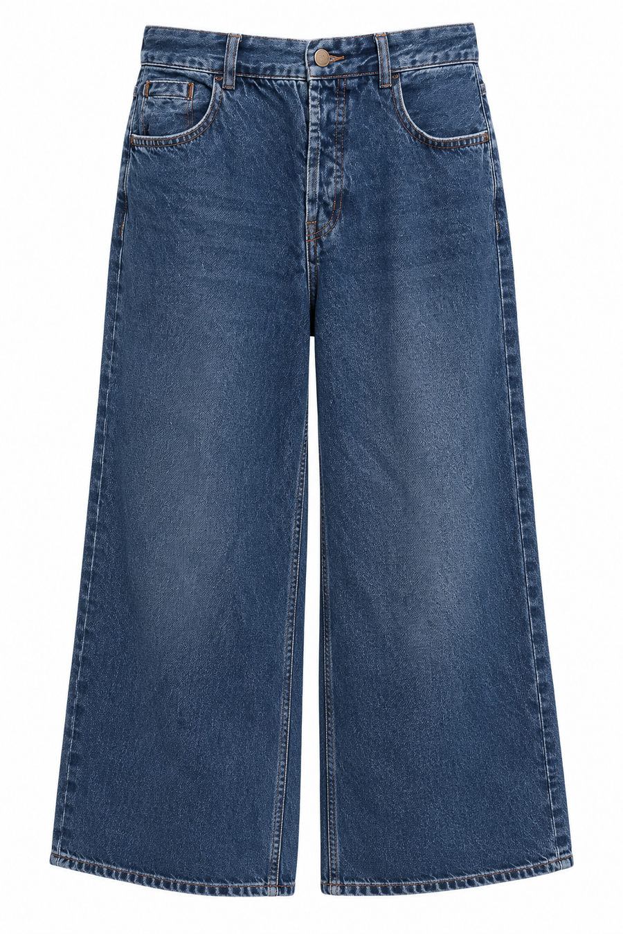 Wide Leg Acid Wash Blue Jeans