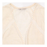 Cardigan Cream with  Open Front Crochet Trim