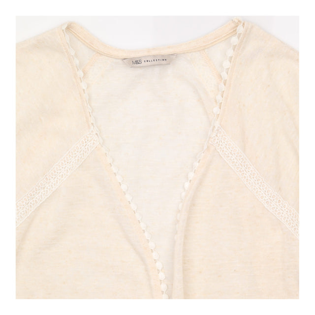 Cardigan Cream with  Open Front Crochet Trim