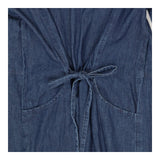 Denim Dress 3/4 Sleeve Tie Waist Pockets