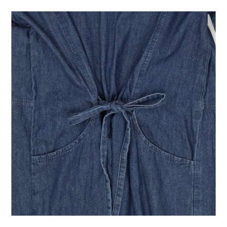 Denim Dress 3/4 Sleeve Tie Waist Pockets
