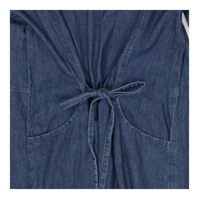 Denim Dress 3/4 Sleeve Tie Waist Pockets